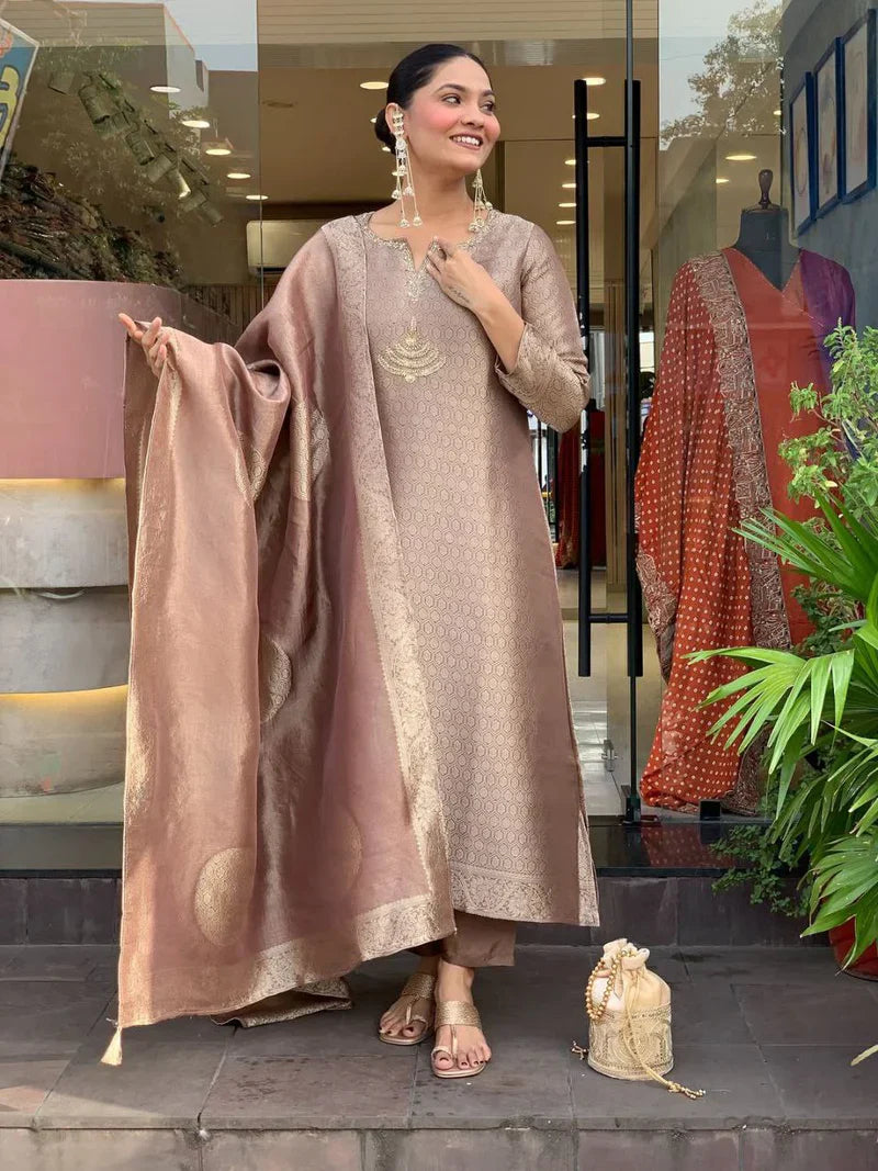 Banarasi Brocade Silk Suit Set with Dupatta